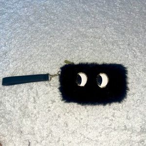 Black faux fur emoji eyes wristlet handbag Sam Edelman Circus spooky Halloween